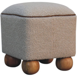 Artisan Furniture Serenity Cream Upholstered Footstool with Ball Feet - thumbnail 3