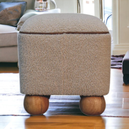 Artisan Furniture Serenity Cream Upholstered Footstool with Ball Feet