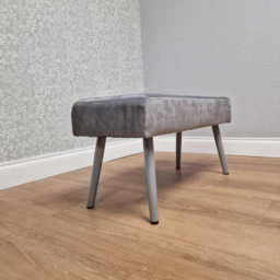 Kosy Koala Grey Padded Velvet 2 Seater Dining Bench with Metal Legs - thumbnail 2
