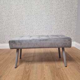 Kosy Koala Grey Padded Velvet 2 Seater Dining Bench with Metal Legs - thumbnail 4