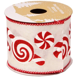Single Candy Cane Lane Red and White Christmas Ribbon in Assorted styles - thumbnail 2