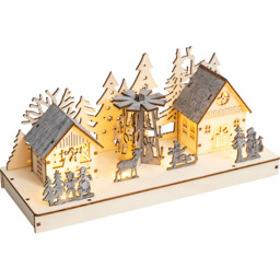 Xmas Haus Wooden LED Light Up Christmas Village Scene