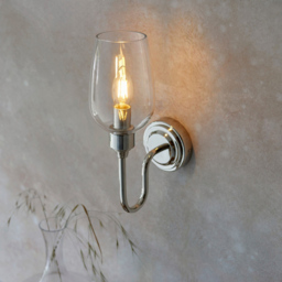 Merano Livorno Clear Glass Bright Nickel Plate Wall Lamp - thumbnail 2