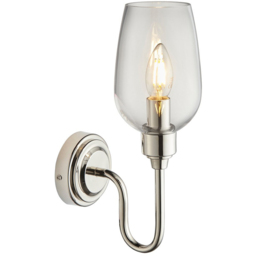 Merano Livorno Clear Glass Bright Nickel Plate Wall Lamp - thumbnail 3