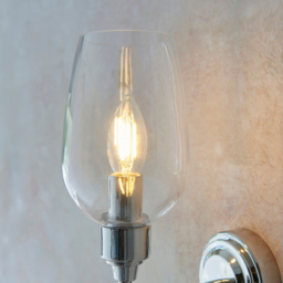 Merano Livorno Clear Glass Bright Nickel Plate Wall Lamp - thumbnail 4