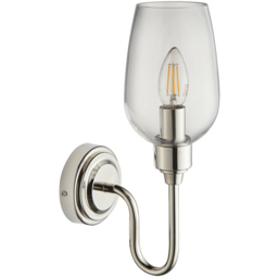 Merano Livorno Clear Glass Bright Nickel Plate Wall Lamp