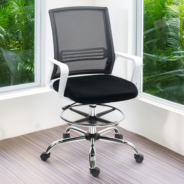 Portland Black Draughtsman Mesh Ergonomic Drafting Office Chair - image 1