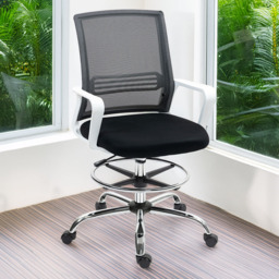 Portland Black Draughtsman Mesh Ergonomic Drafting Office Chair - thumbnail 1