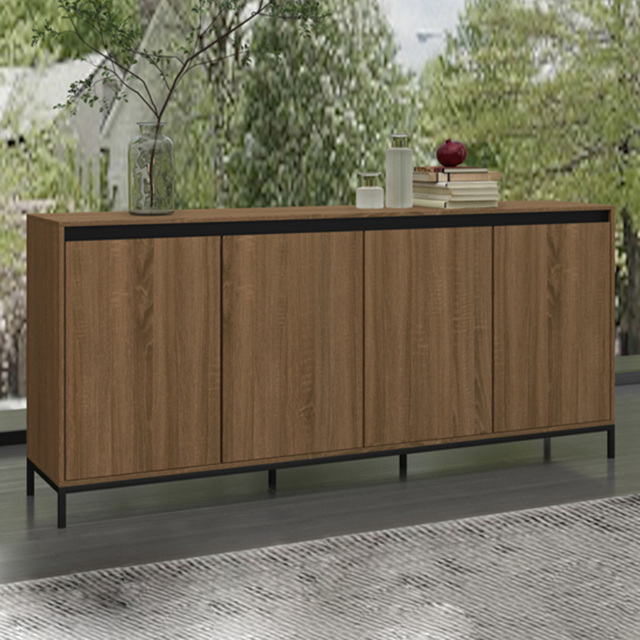 Loft24 Bari 4 Door Oak and Black Sideboard - image 1
