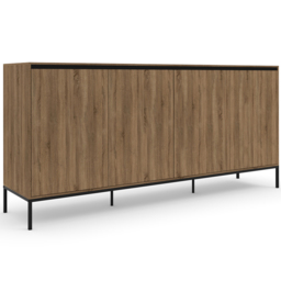 Loft24 Bari 4 Door Oak and Black Sideboard - thumbnail 2