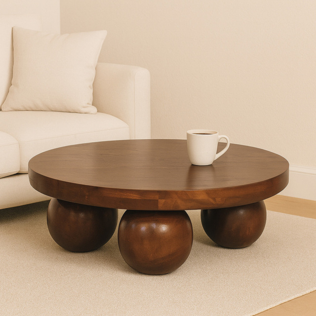 Artisan Furniture Brown Solid Wood Chestnut Central Ball Table - image 1