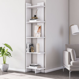 Decorotika Alis 5 Tier White Corner Bookcase - thumbnail 1