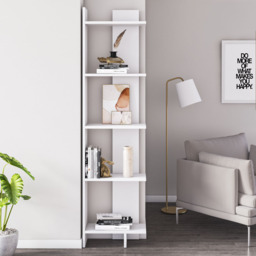 Decorotika Alis 5 Tier White Corner Bookcase - thumbnail 3