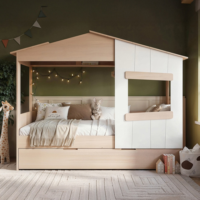 Flair Dreamland Oak Play House Bed Frame with Trundle - image 1