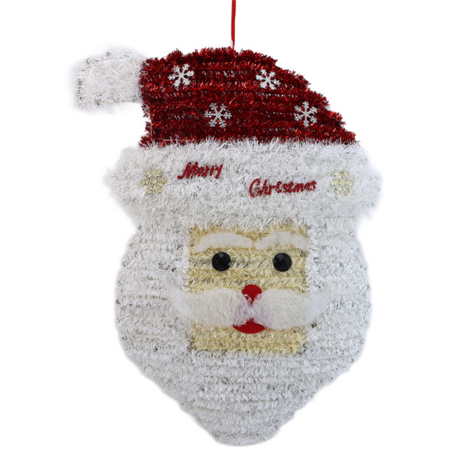 Sleigh Bells Ring Wisdom White and Red LED Christmas Tinsel Santa Hanging Decoration - image 1