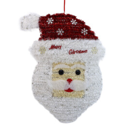 Sleigh Bells Ring Wisdom White and Red LED Christmas Tinsel Santa Hanging Decoration