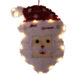Sleigh Bells Ring Wisdom White and Red LED Christmas Tinsel Santa Hanging Decoration - thumbnail 4
