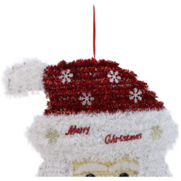 Sleigh Bells Ring Wisdom White and Red LED Christmas Tinsel Santa Hanging Decoration - thumbnail 2
