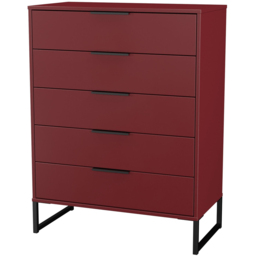 Crowndale Hong Kong 5 Drawer Red Matt Chest of Drawers Ready Assembled - thumbnail 2