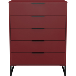 Crowndale Hong Kong 5 Drawer Red Matt Chest of Drawers Ready Assembled - thumbnail 3