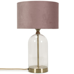 ValueLights Jessy Gold and Blush Pink Velvet Shade Glass LED Table Lamp