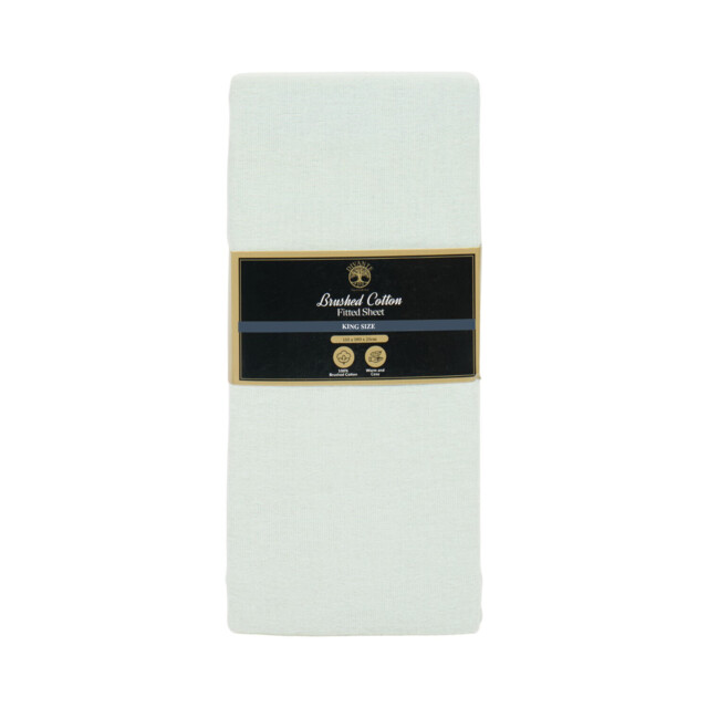 Cosy Brushed Cotton Fitted Sheet Sage King - image 1