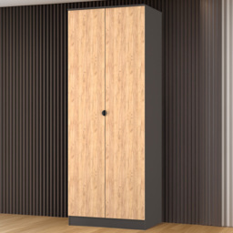 Crowndale Bora Gold Oak and Graphite 2 Door Wardrobe