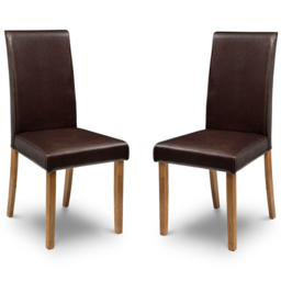 Julian Bowen Hudson Brown Faux Leather and Wood Dining Chair Set of 2 - thumbnail 2
