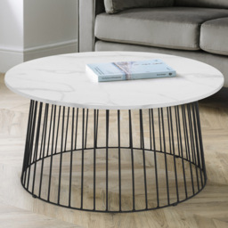Julian Bowen Broadway White Marble Round Coffee Table