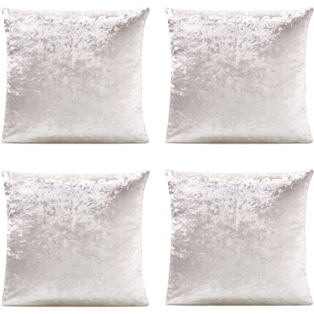Alan Symonds Crushed Velvet Cream Cushion with Polyester Filled Pad 45 x 45cm 4 Pack