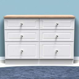 Crowndale Norfolk 6 Drawer White Ash and Bardolino Oak Midi Chest of Drawers
