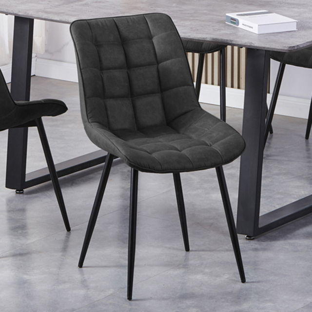 Alba Slate Grey Suede Effect Plush Padded Dining Chair Set of 2 - image 1