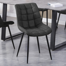 Alba Slate Grey Suede Effect Plush Padded Dining Chair Set of 2