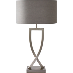 ValueLights Katniss Crossover Chrome and Grey Shade Metal LED Table Lamp