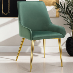 tectake Avane Green Velvet Look Padded Armchair Dining Chair Set of 6