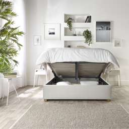 Catherine Lansfield Utopia King Size Light Silver Velvet Ottoman Wing Bed - thumbnail 2