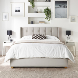 Catherine Lansfield Utopia King Size Light Silver Velvet Ottoman Wing Bed