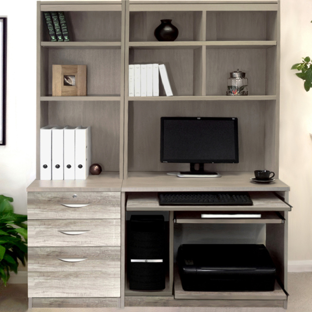 R White Cabinets Set 17 3 Drawer Grey Computer Desk - image 1