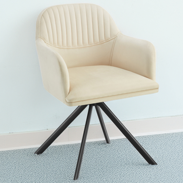 tectake Cream Black Velvet Swivel Accent Armchair Set of 6 - image 1