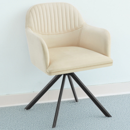 tectake Cream Black Velvet Swivel Accent Armchair Set of 6