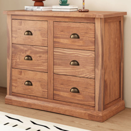 Cabinet Bits Tirolo 6 Drawer Light Brown Chest of Drawers with Brass Cup Handle