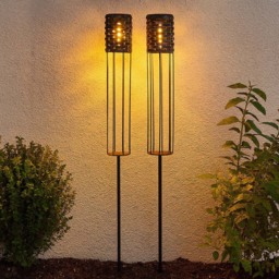 Lighting Collection IP44 Laguna Solar Spike Lantern 2 Pack - thumbnail 2