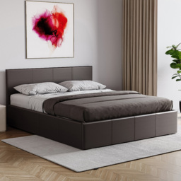 Vida Designs Lisbon King Size Brown Faux Leather Ottoman Bed