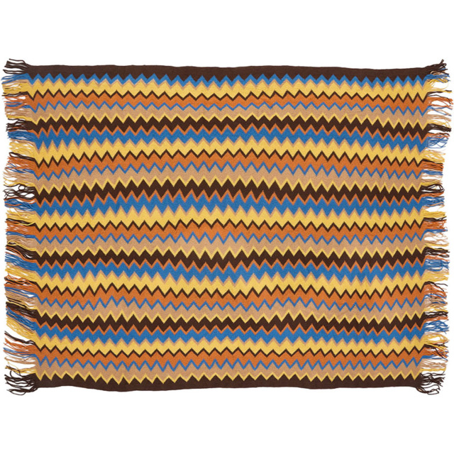 Living and Home Bohemian Wave Brown Sofa Throw Blanket with Tassels 170 x 127cm - image 1