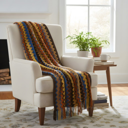 Living and Home Bohemian Wave Brown Sofa Throw Blanket with Tassels 170 x 127cm - thumbnail 2