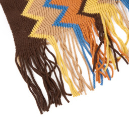 Living and Home Bohemian Wave Brown Sofa Throw Blanket with Tassels 170 x 127cm - thumbnail 3