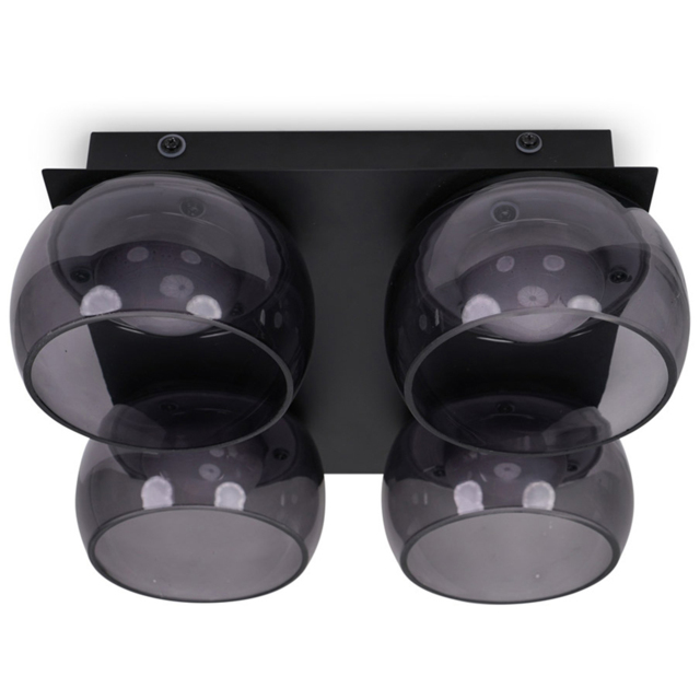 ValueLights Alissa Matt Black LED 4 Way Ceiling Light with Smoked Glass - image 1