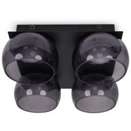 ValueLights Alissa Matt Black LED 4 Way Ceiling Light with Smoked Glass