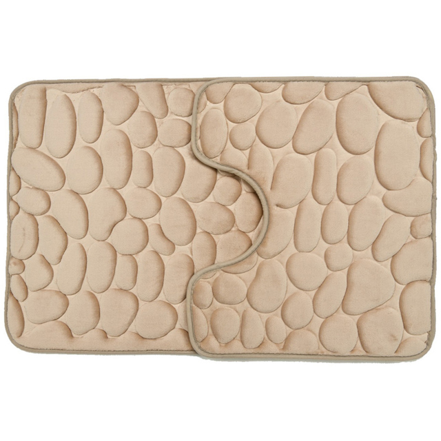 Beige Pebble Bath and Pedestal Mat Set - image 1