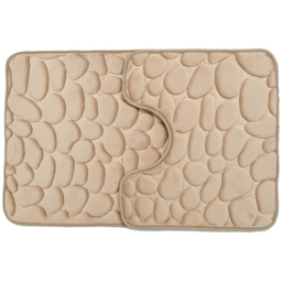 Beige Pebble Bath and Pedestal Mat Set